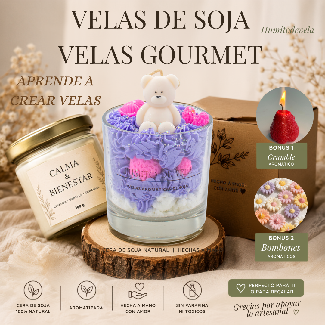 Aprende hacer velas de soja y velas Gourmet + 2 bonos y genera ingresos al mes